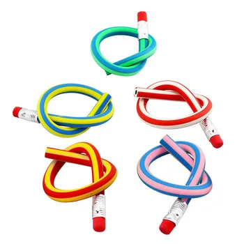 

50Pcs Colorful Magic Bendy Flexible Soft Striated Pencil with Eraser for Children Kids Writing Gift