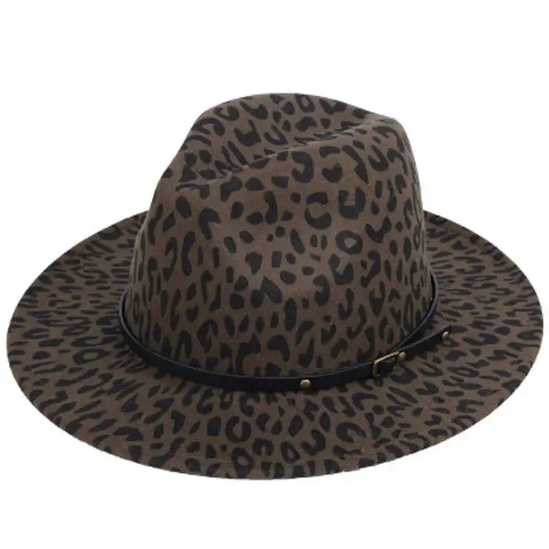 A5 Fedora Шляпа женская Имитация шерстяная зимняя женская Leapord фетровая шляпа модная джазовая шляпа - Цвет: A5