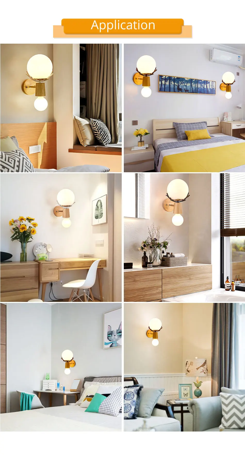 E27 Bulb Wall Light Creative LED Sconces Wooden Indoor Fixture For Home Living Room Bedroom bedside Hotel Night Lighting  (10)