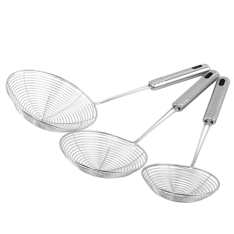 Frying Filter Long Handle Stainless Steel Filter Colander French Fries Colander Kitchen Fried Net Sieve Spoon Foods Sifter