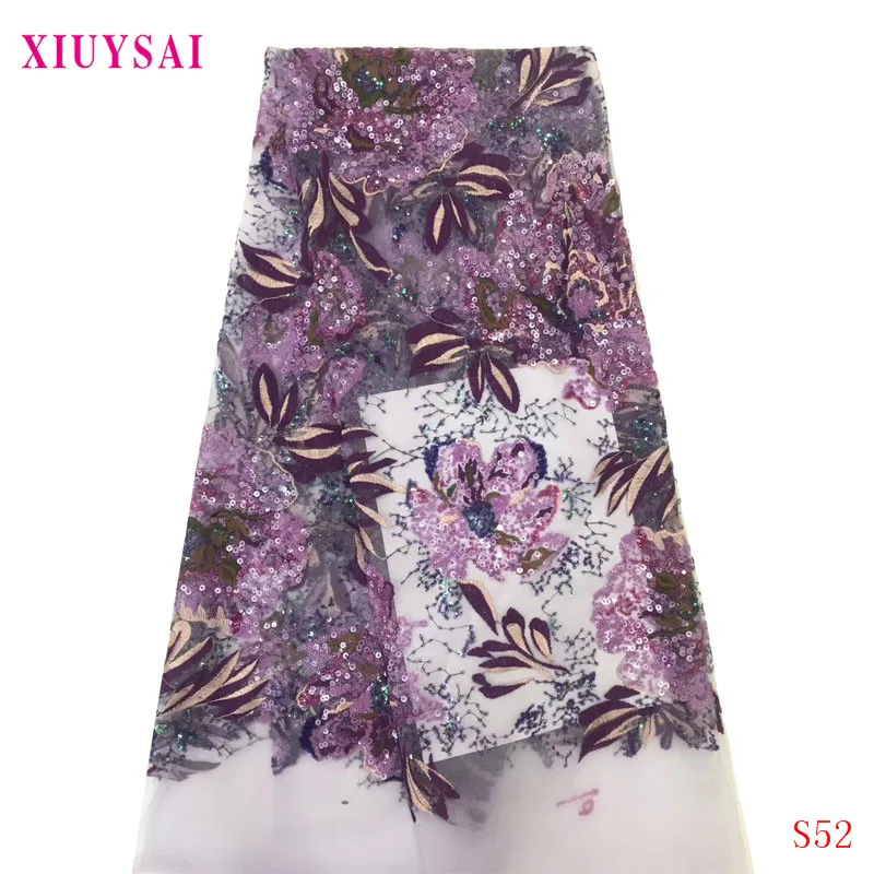 

XIUYSAI High Quality Handmade Lace Fabric Top Selling Embroidered African French Lace 2019 Sequins Tulle Lace Fabric for Wedding