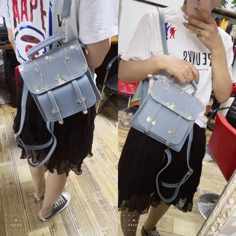 Модный школьный подростковый рюкзак для девочек, Высококачественная кожаная женская сумка на плечо, рюкзак с цветочной вышивкой, дизайнерский рюкзак