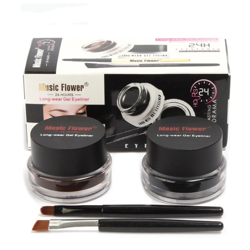 Music Flower 2 In1 Brown / Black Eyeliner Gel Cream Lasting Make Up