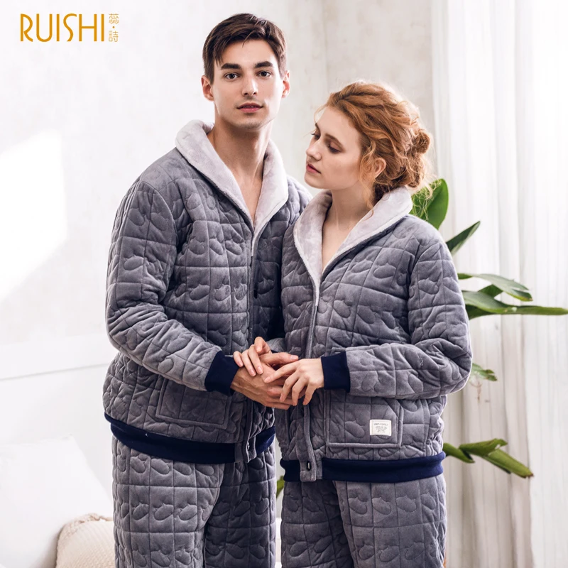 Couple Night Suits Men And Women Thick Velvet Pajamas Sets Winter Sleepwear Home Wear Warm Pajamas Couple Matching Pajamas
