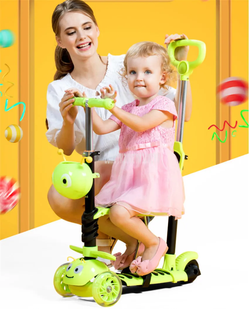 5 в 1 детский флэш-скутер с рулевой отдачей с сиденьем для ног скутер 3 колеса скейтборд с лентой+ ветряная мельница+ защитное устройство