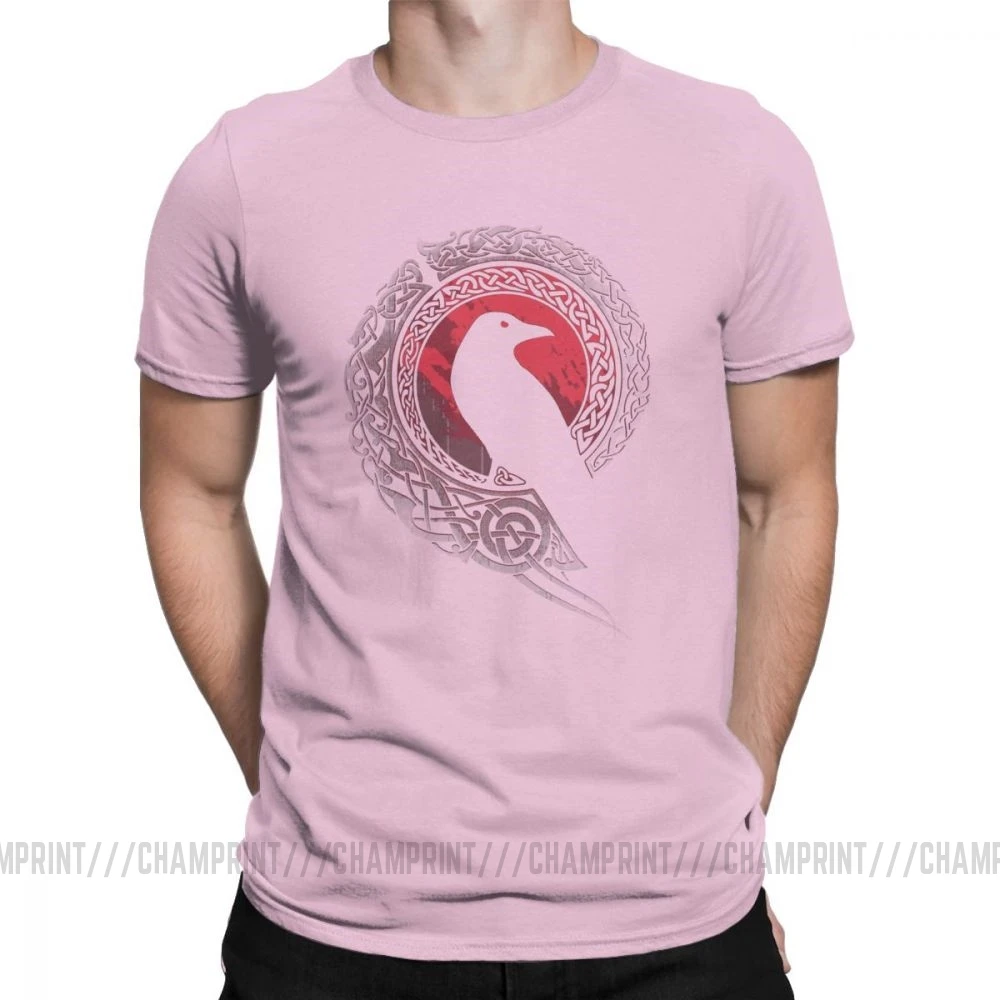 Мужская футболка EDDA Bird Viking Valhalla Odin, модные футболки Odin Valhalla Viking, футболки с коротким рукавом, хлопок, новое поступление - Цвет: Розовый