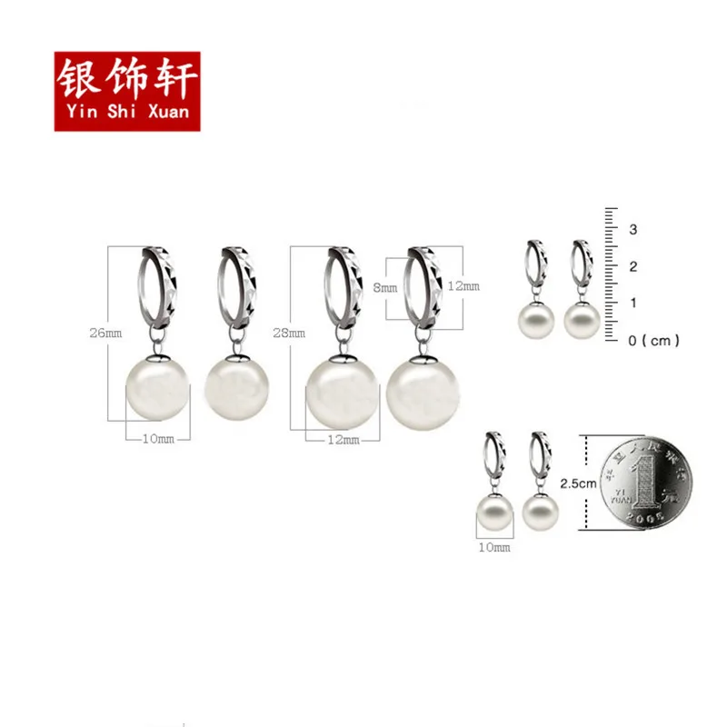 

Pearl Ear Clip 925 Sterling Gift Women's South Korea-Style Popular Eardrop Ear Stud Ear Ring Earrings Anti-Allergy