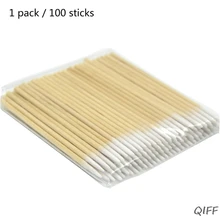 100 шт одноразовые ультра маленькие ватные палочки кисти с деревянными ручками для наращивания ресниц
