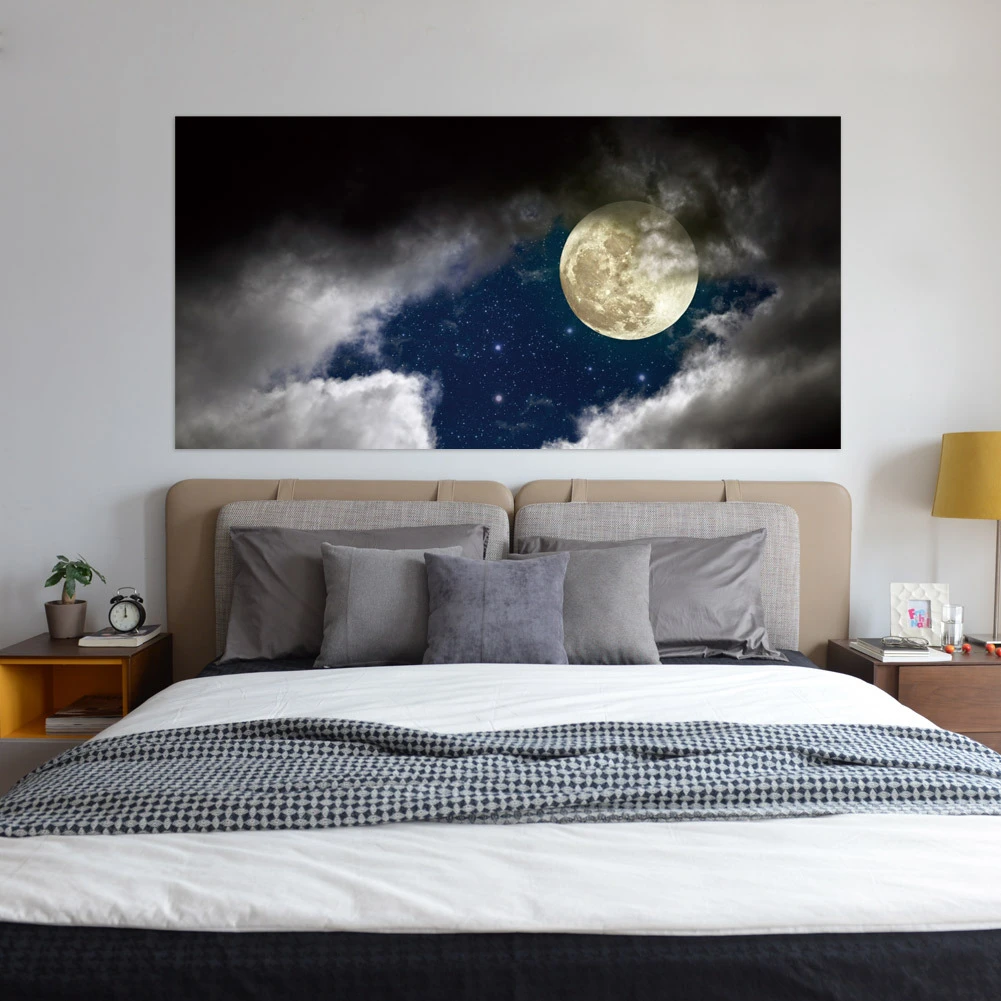 Pegatinas creativas para decoración de cabecera de cama, patrón de dibujos  animados de Luna y noche para decoración de dormitorio, tamaño grande,  Mural, imágenes artísticas|Adhesivos para pared| - AliExpress