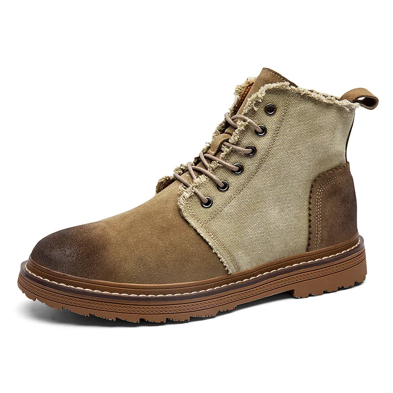 

Men Ankle Boots Fashion British Vintage Men Shoes Genuine Leather Round Toe Trend Casual Ankle Boots Work Military Desert Boots