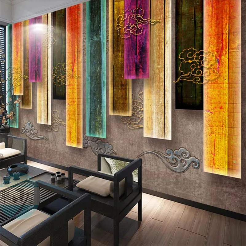 Beibehang-Three-dimensional-retro-box-auspicious-cloud-living-room-sofa-TV-background-wall-custom-large-mural