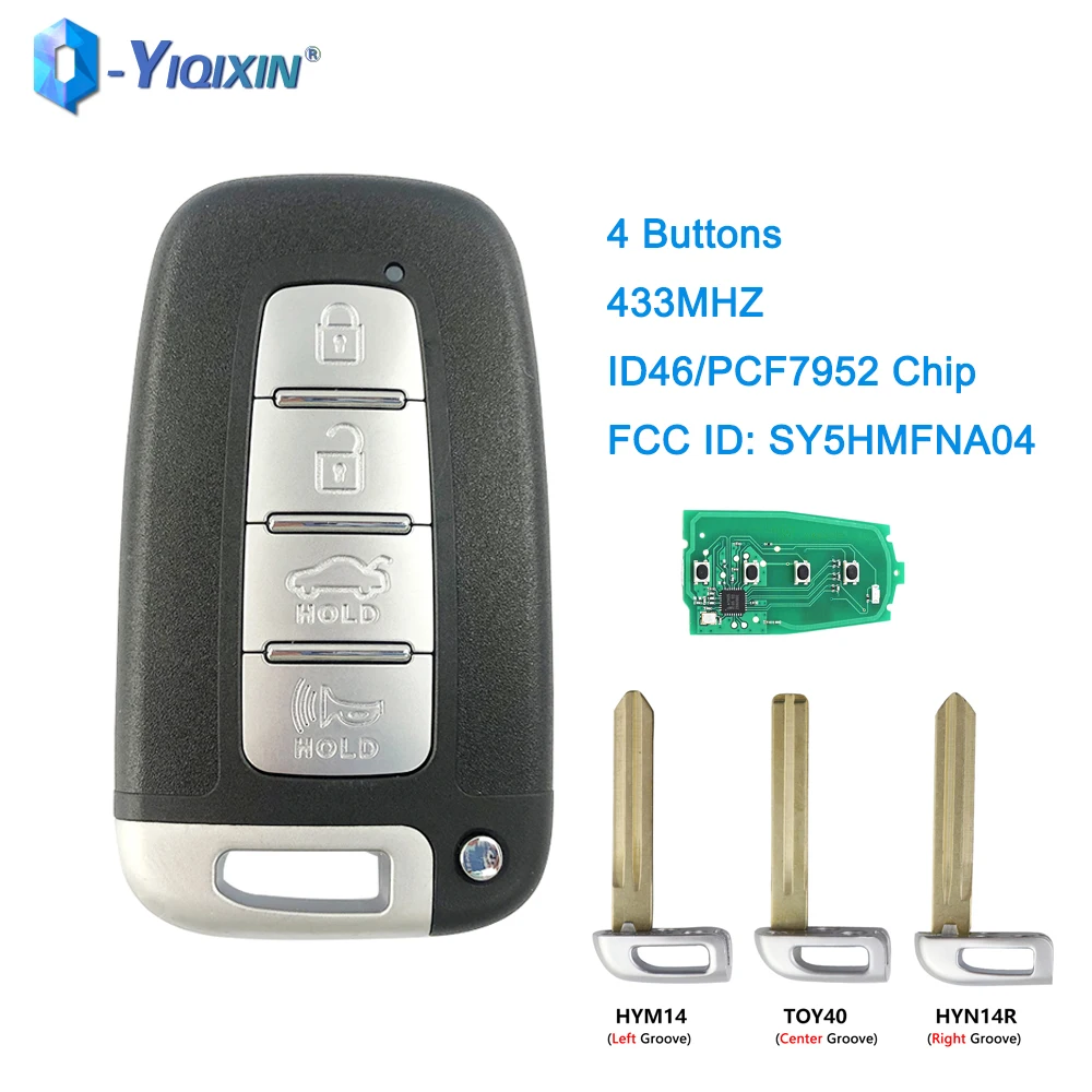 YIQIXIN 4 Buttons 433MHZ Remote Car Key For Kia K2 K5 Rio Soul Borrego Sorento Optima Hyundai I30 IX35 Sonata Genesis Equus ID46