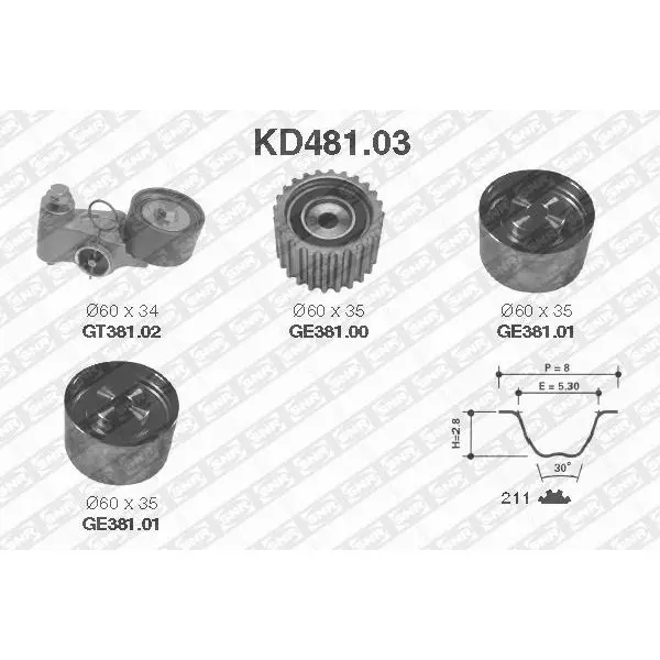 Комплект ремня ГРМ SUBARU FORESTER/LEGACY 1.6-2.5 NTN-SNR KD481
