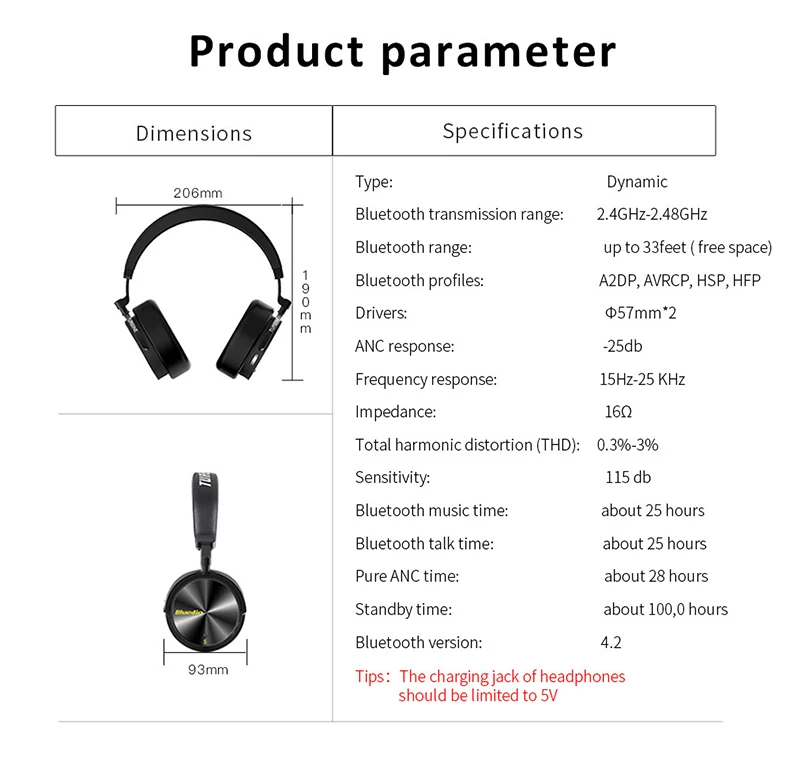 T5S активный шумоподавление беспроводные bluetooth-наушники портативная гарнитура с микрофоном для сотовых телефонов