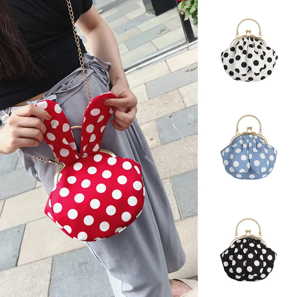 

Purses And Handbags Shopper Bag Women's Bag Rabbit Ear Tote Polka Dot Print Crossbody Bag Shoulder Bag Sac À Main Femme#15