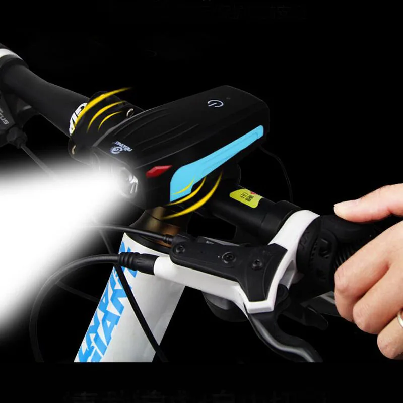 2000 мАч велосипедный светильник с рогом USB Перезаряжаемый велосипедный передний светильник, головной светильник, Водонепроницаемый Горный светодиодный светильник для горного велосипеда