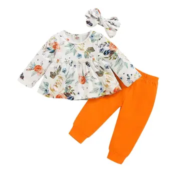 

Toddler Infant Baby Girl Floral Tops Dress+Pants Leggings 3pcs Outfit Clothes