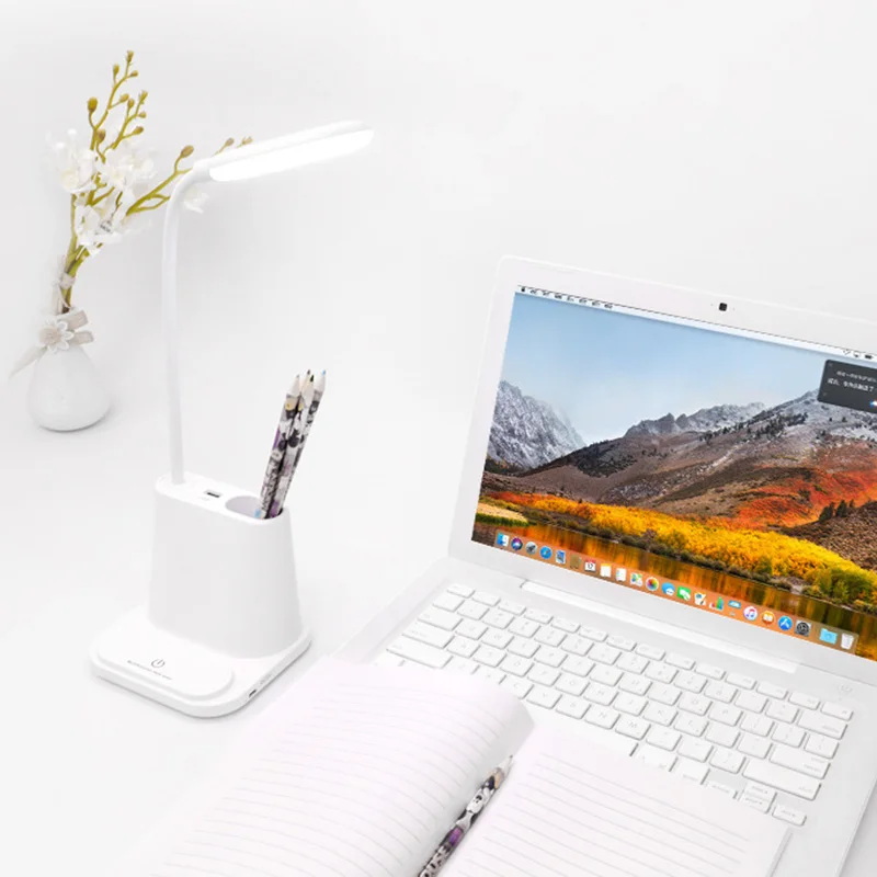  LED Night Light Eye-Caring Table Lamp Desk Lamp with USB Charging Port Home Bedroom UD88