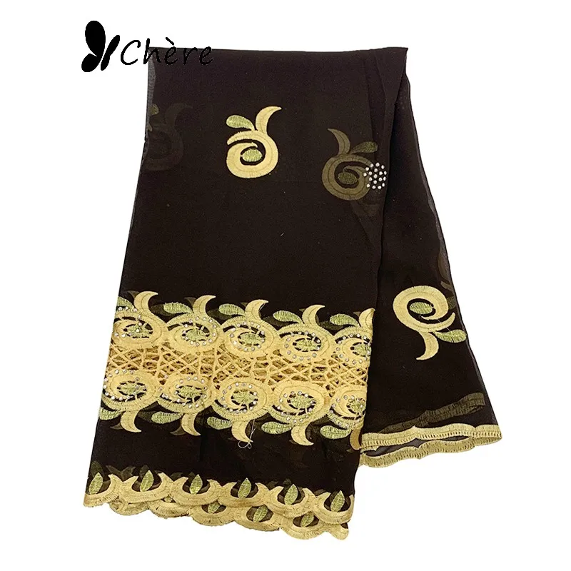 

Newest African Women Scarf High Quality Chiffon Scarf Embroidery Hijab Scarf for Eid Scarf BC527