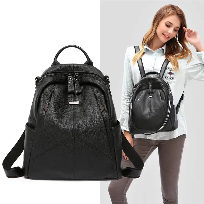 

Fashion Women Backpack Genuine Leather Women Shoulder Bag Casual Bags Ladies Cow Leather Backpacks