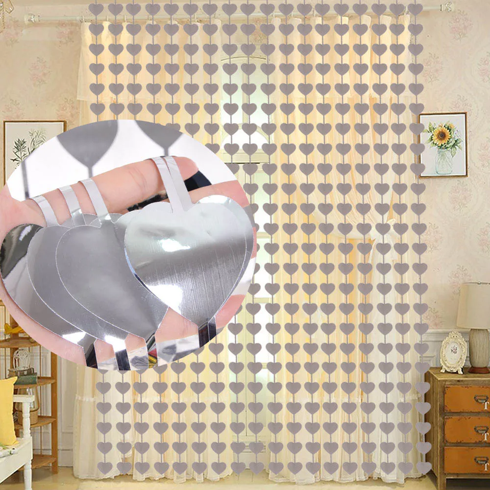 

2M Heart Foil Door Curtain Birthday Party Decorations Adult Sequin Backdrop Window Screen Tinsel Anniversaire Adulte Accessories