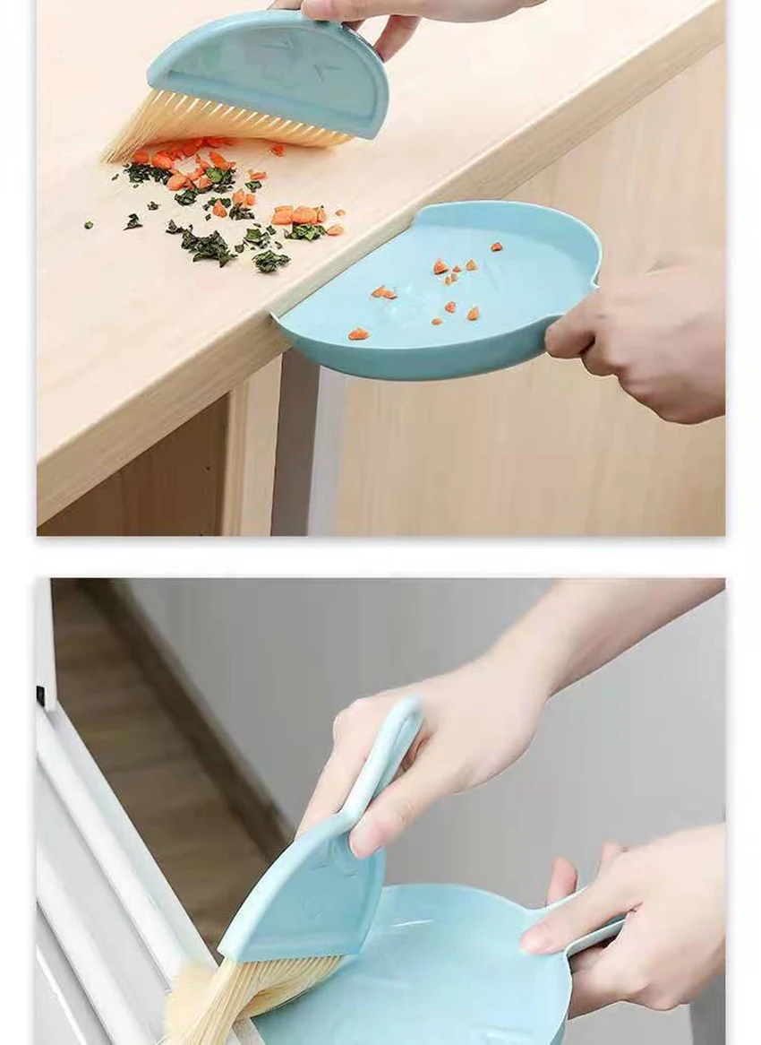 Small Home School Office Floor Dust Brooms and Dustpan Set Desktop Keyboard Cleaning Brush
