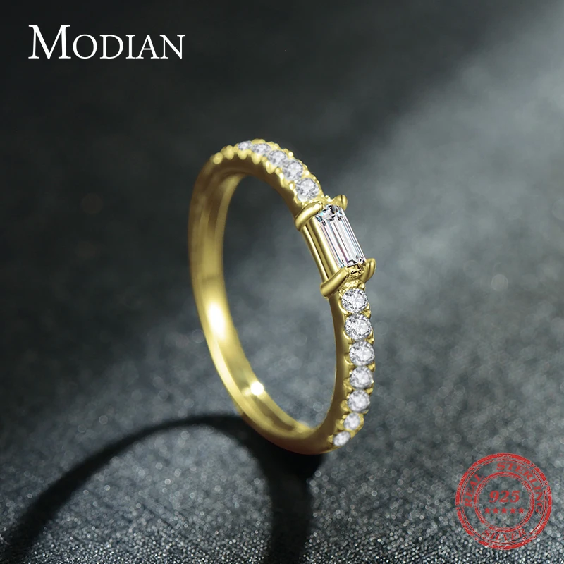 Modian Top Quality 100% Real 925 Sterling Silver Classic Charm AAAAA Zirconia Wedding Finger Rings For Women Fine Jewelry anel