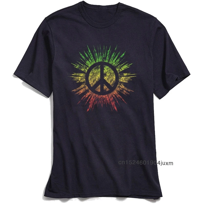 Винтажная Мужская футболка с надписью Rasta Peace Sign футболки коротким рукавом принт