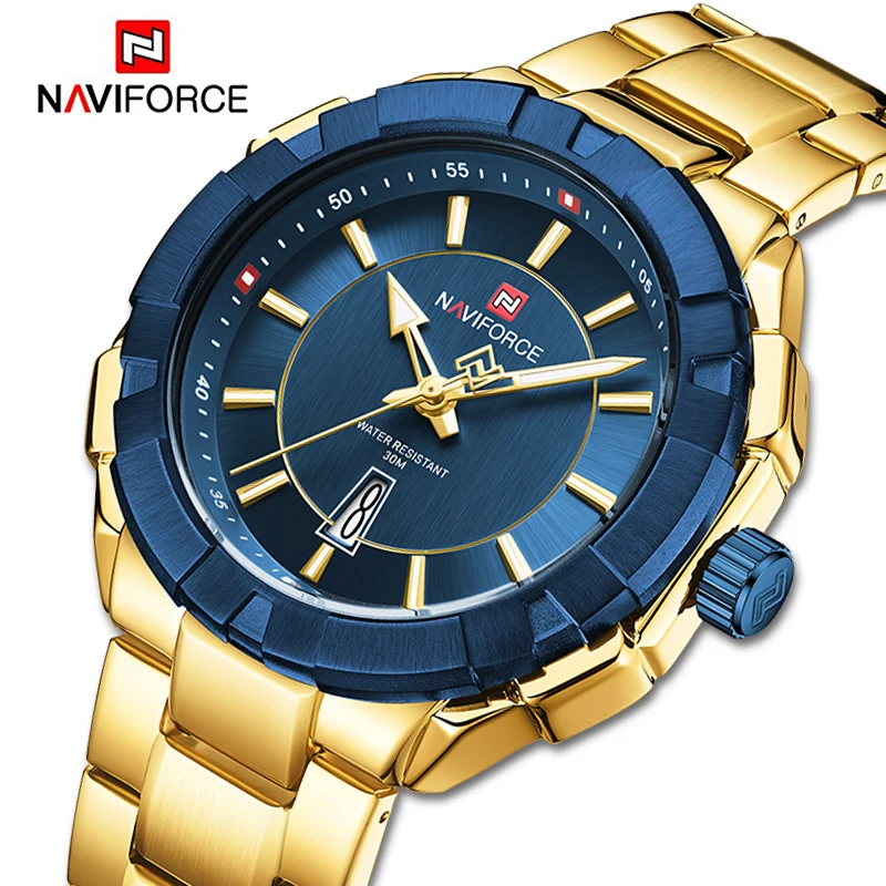 Часы наручные NAVIFORCE Мужские кварцевые роскошные спортивные водонепроницаемые
