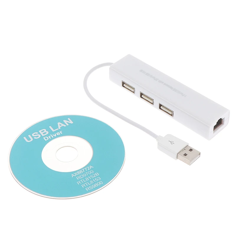 1 шт. USB Ethernet с 3 портами usb-хаб 2,0 RJ45 Lan сетевая карта USB в Ethernet адаптер для ПК USB 2,0 концентратор с USB LAN Драйвером