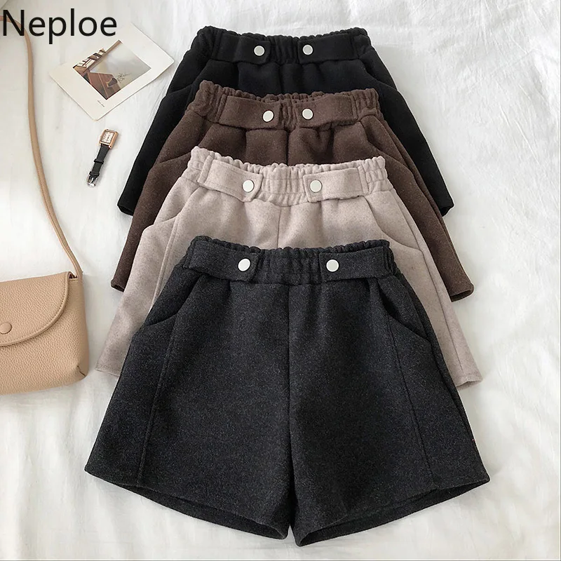 Neploe облегающие шорты с эластичной резинкой на пуговицах широкие для женщин