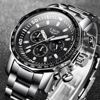 

2020 LIGE Top Brand Luxury Mens Watches Full Steel Watch Male Military Sport Waterproof Watch Men Quartz Clock Relogio Masculino