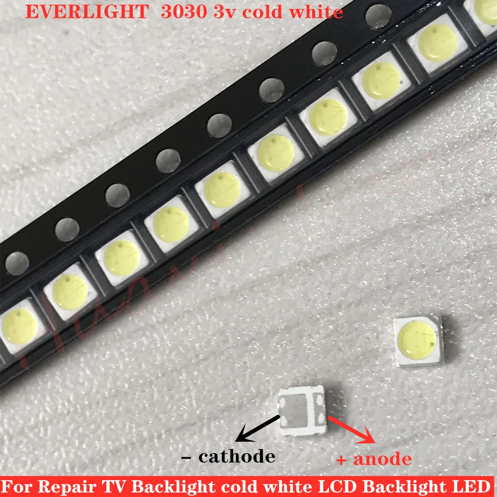 500 шт. для EVERLIGHT светодиодный Телевизор с подсветкой высокой мощности Светодиодный с двумя ЧИПАМИ 1,5 Вт 3 в 3030 холодный белый PT30A66 ТВ Приложение