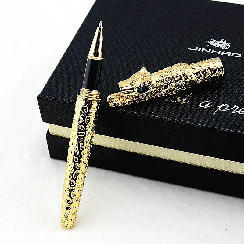 New Jinhao Cheetah Full Metal Golden Rollerball Pen Luxurious Exquisite Advanced Writing Pen for Business Graduate Office Gift