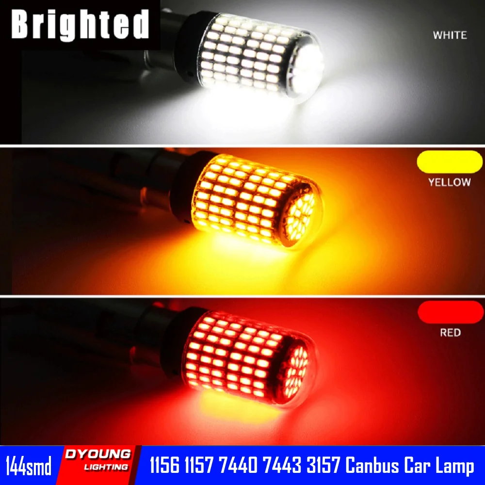 

15pcs/lot strong 2880lm 144smd canbus error free led CAR LMAP 1156 BA15S P21W 1157 BAY15D 7440 W21W T20 7443 3157 BAU15S PY21W