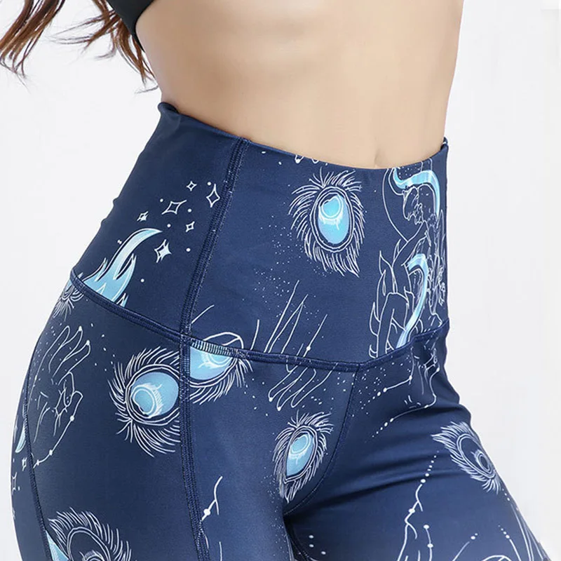 NORMOV Casual Women Fitness Leggings Print High Waist Elastic Push Up Leggings Breathable Workourt Skinny Slim Female Leggings