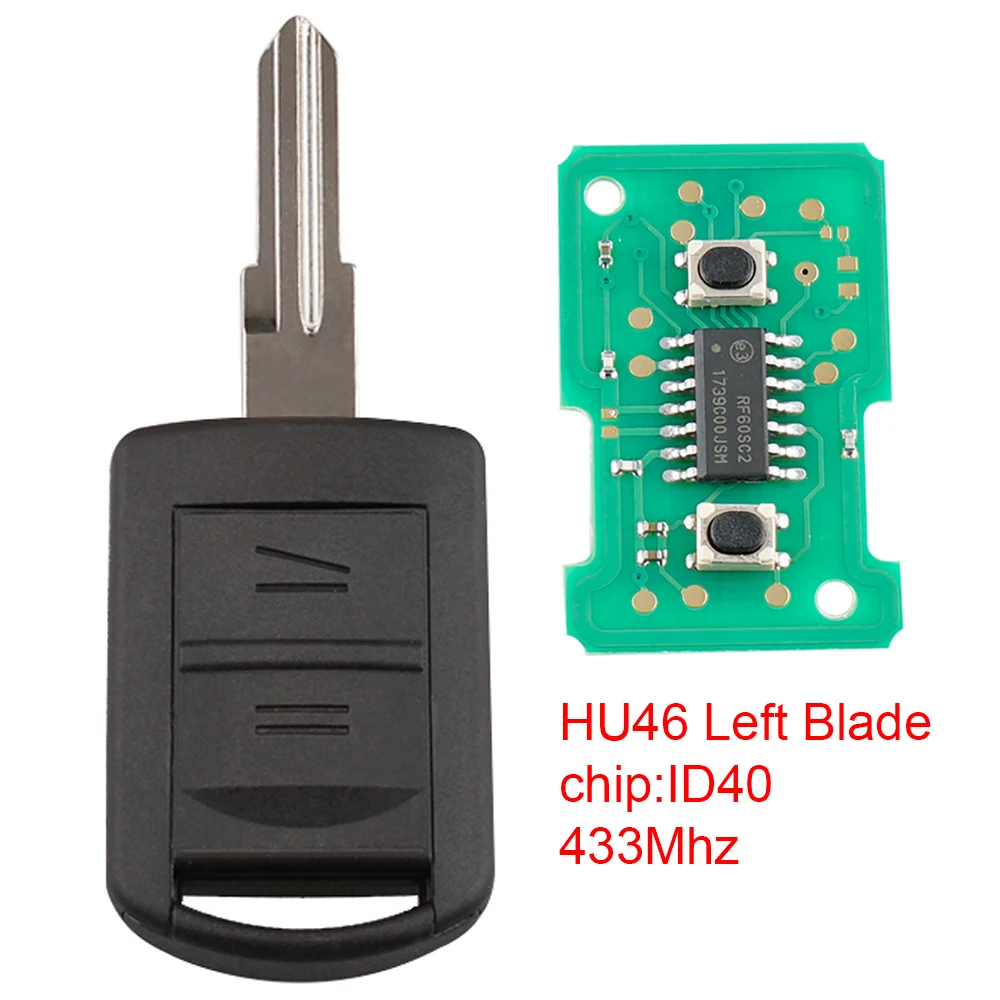 

Remote Car Key Replacement 433Mhz 2 Button Car Remote Key with ID40 Chip and HU46 Blade Fit for Vauxhall Opel Corsa Combo Meriva