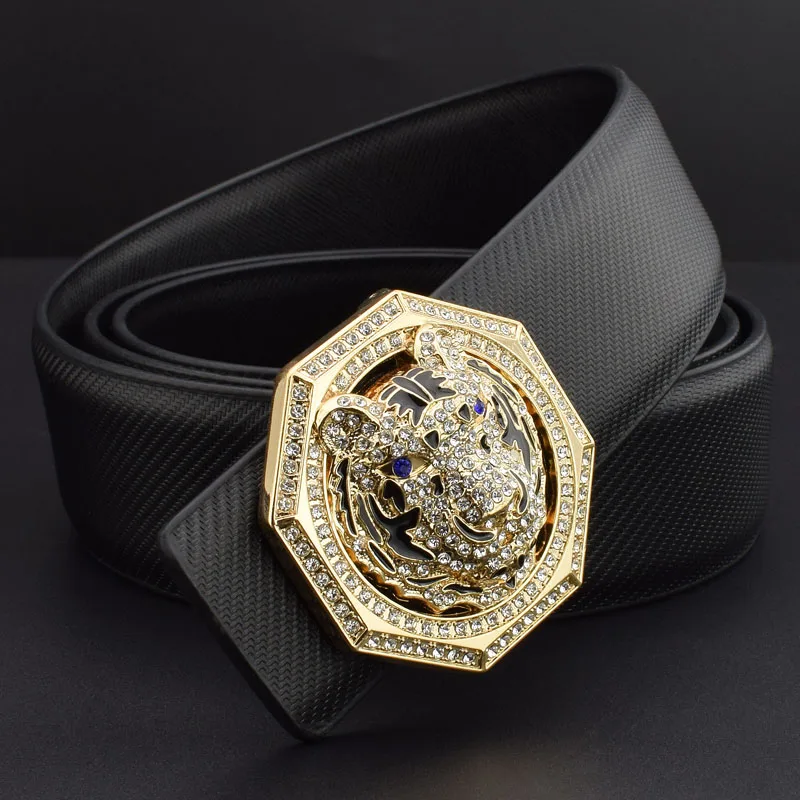 2022 new tiger Golden buckle luxury brand ceinture homme Casual belt men genuine leather Waist Strap wide Waistband High Quality - Image 4