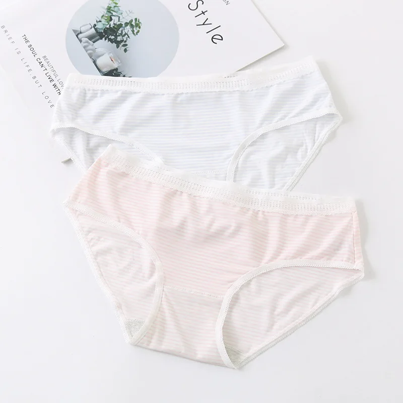 Knicker женские свежие студенческие Полосатые стильные мягкие трусы в японском