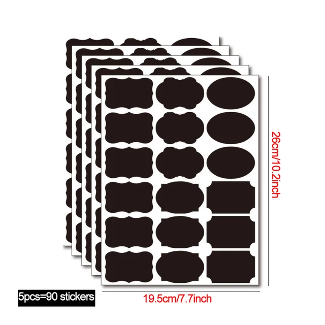 Colorful Chalkboard Labels Stickers with Round Rectangle Heart Shape Stickers Spice Jar Storage Bottle Box Backboard Sticker