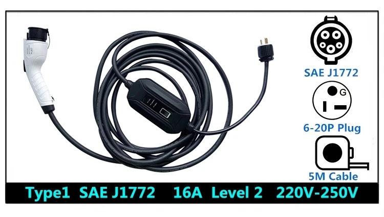 OSENSI EV зарядное устройство 16A 32A SAE J1772 тип 1 уровень 2 EVSE Электрический автомобильный зарядный кабель вход 110-250 В Разъем для дома