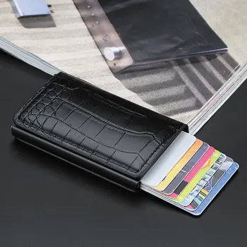 

New Card Holder Crocodile Pattern Rfid Anti-degaussing Bank Card Holder for Men with Multi-position Alloy Leather Card Holder