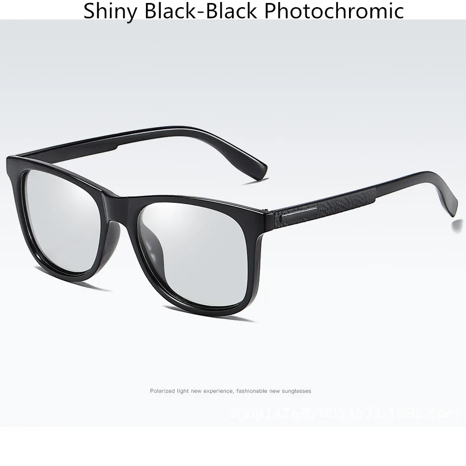 Квадратные фотохромные линзы поляризованные мужские солнцезащитные очки для вождения день и ночь, черные антибликовые мужские солнцезащитные очки S176 - Цвет оправы: Shny Blck-Phtchmic