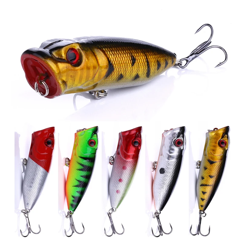Top Water Popper Fishing Lure 11g 6.5cm Set 3D Fish Eyes Big Mouth Artificial Bait For Pike