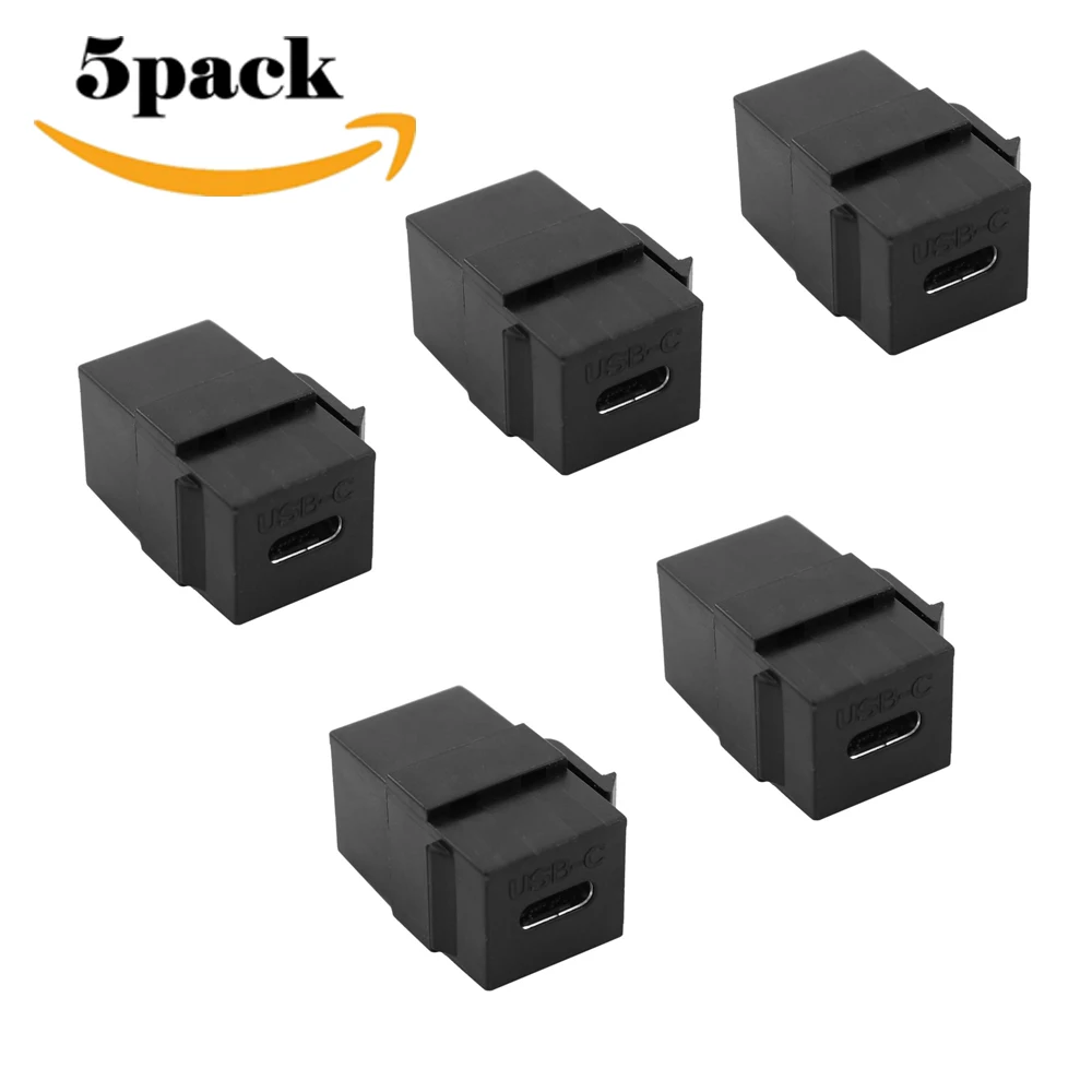 2pack/5pack USB 3.1 Type-C connector  wall trapezoidal plug-in socket adapter Type-C module adapter wall mount wall plug wall mounted strong row plug fixator household wall perforation free plug plate strong traceless paste type shelf