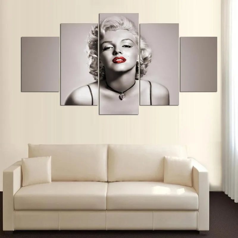 

Dropship 5-piece of Wall Canvas Marilyn Monroe Movie Poster Portrait Wall Pictures for Living Room Canvas Painting Picture