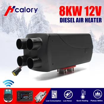 

Hcalory Car Heater 12V 8KW Parking 4 Hole Air Diesels Heater LCD Monitor with Remote Control + Silencer For Motorhome RV Trucks