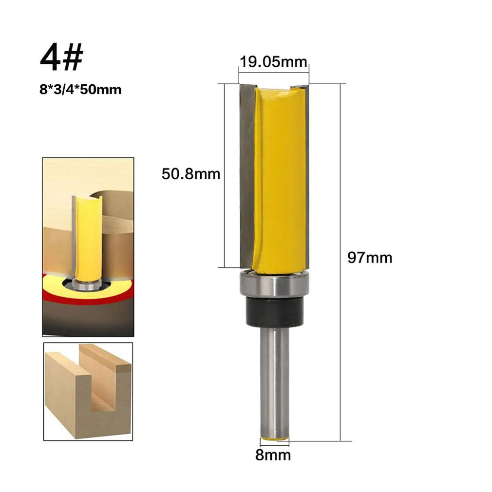 8 мм хвостовик шаблон отделка петля долбежные фрезы прямой концевой фрезы триммер шип резак для деревообработки фрезы - Длина режущей кромки: D
