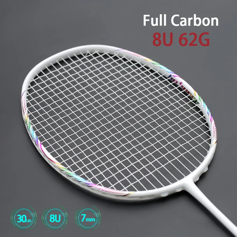 大人用100% カーボンファイバーバドミントンラケット,超軽量,8u,65g