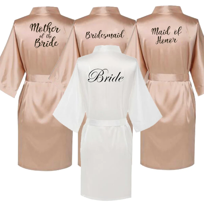 Details about   Women Wedding Bridesmaid Robe Bride Satin/silk robe maid of honor Dressing Gown